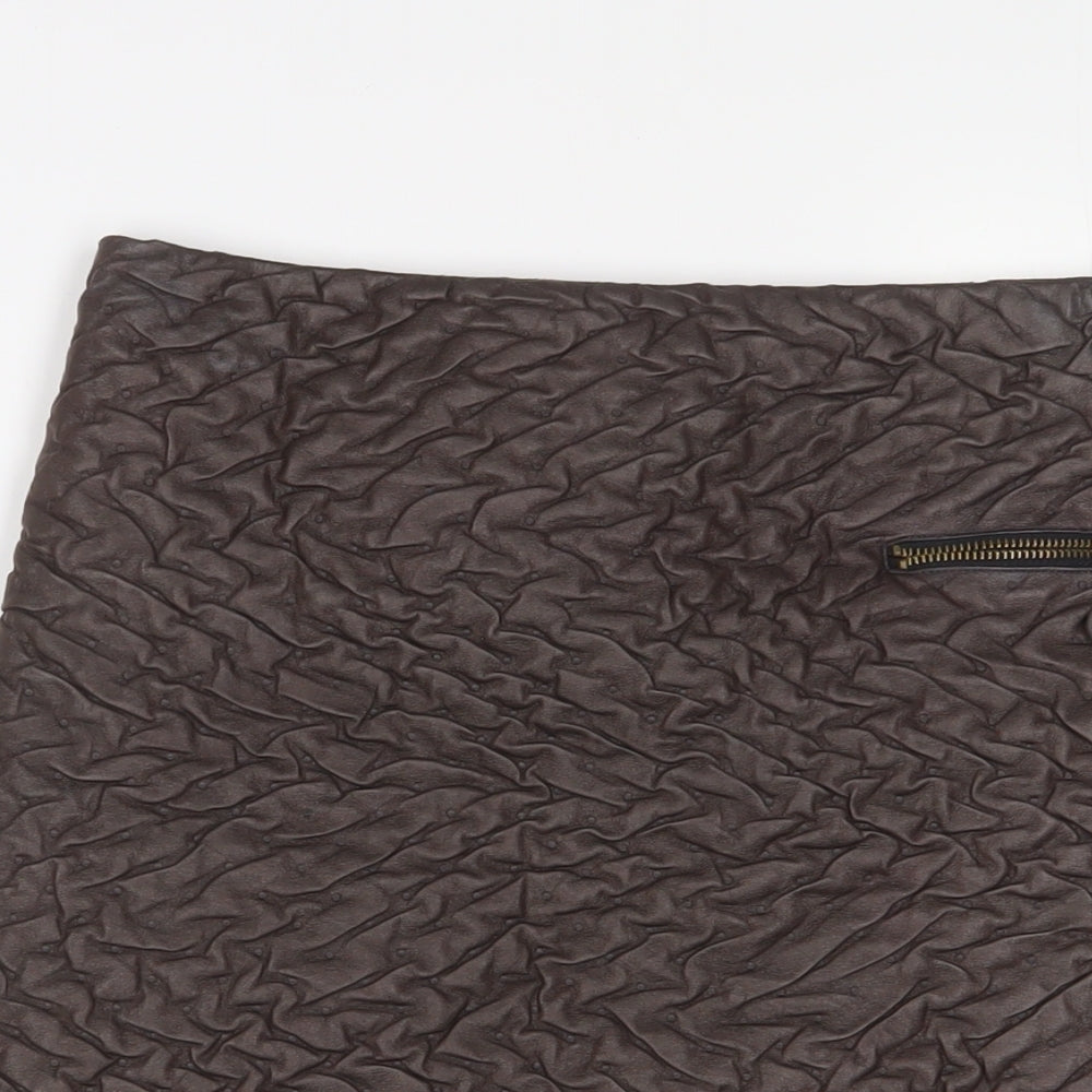 Javier Simorra Womens Brown Polyester A-Line Skirt Size 32 in Zip
