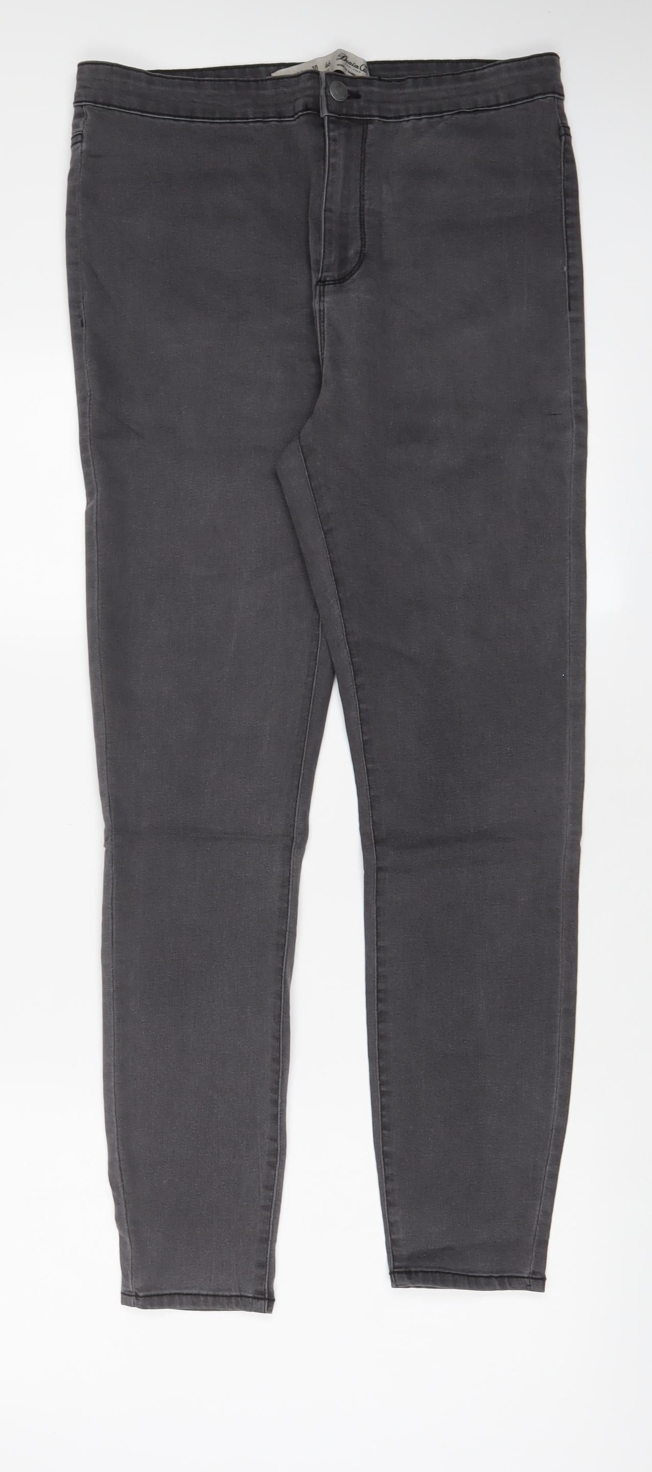 Denim & Co. Womens Grey Cotton Skinny Jeans Size 14 L28 in Regular Zip