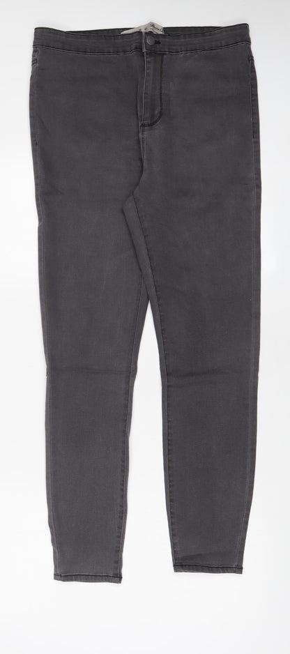 Denim & Co. Womens Grey Cotton Skinny Jeans Size 14 L28 in Regular Zip