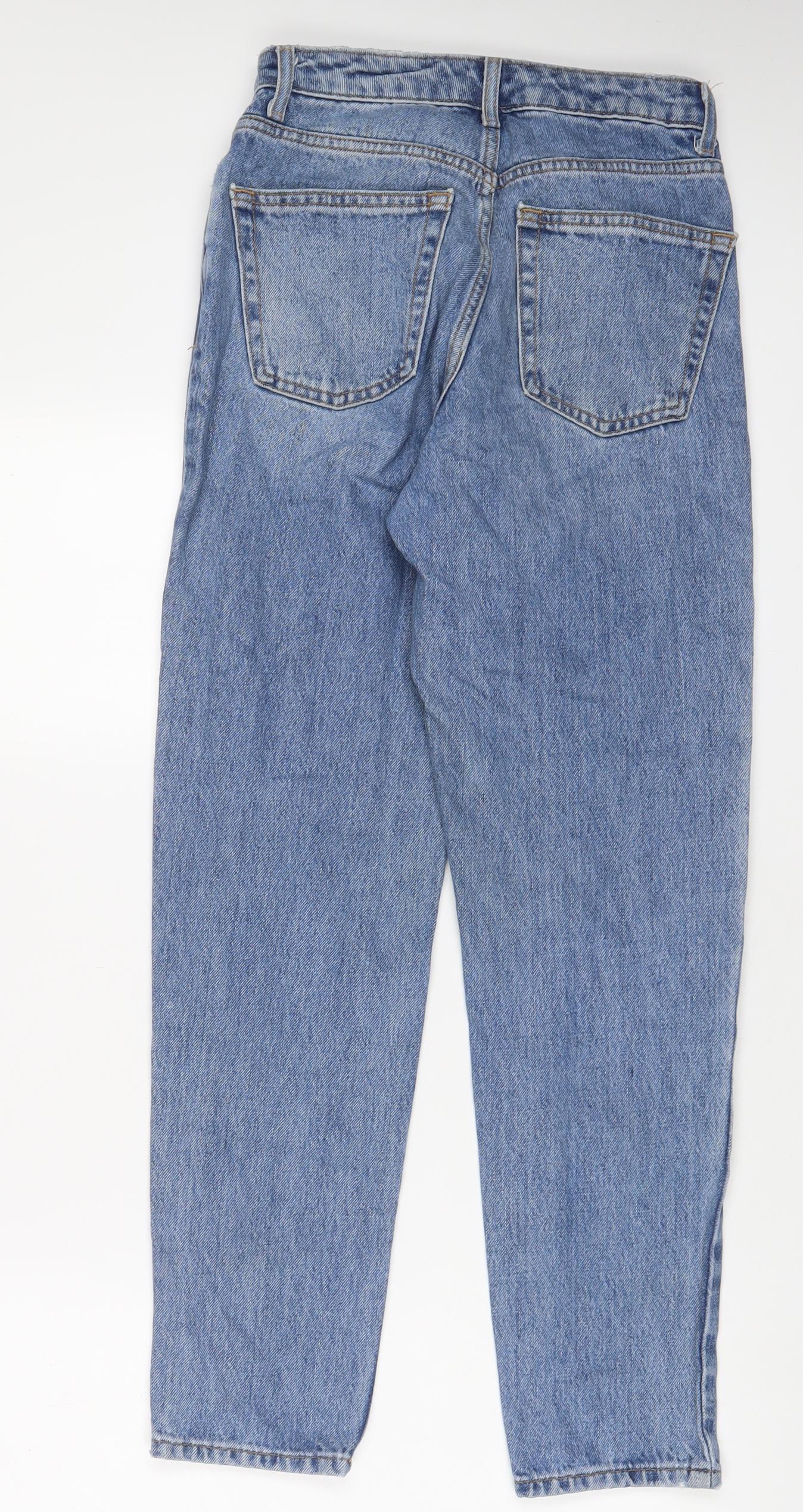 Topshop Womens Blue Cotton Mom Jeans Size 25 in L32 in Regular Zip