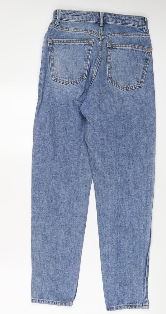 Topshop Womens Blue Cotton Mom Jeans Size 25 in L32 in Regular Zip