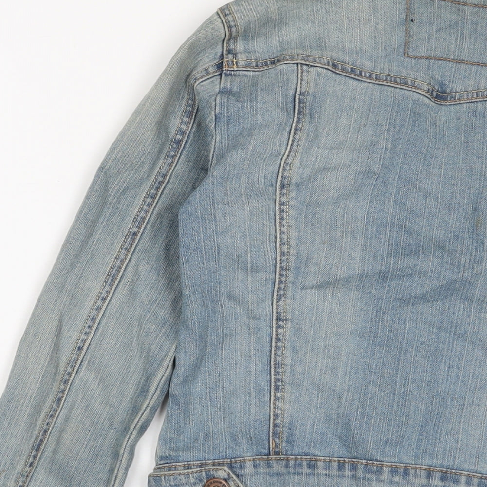 House Of Denim Womens Blue Jacket Size 8 Button