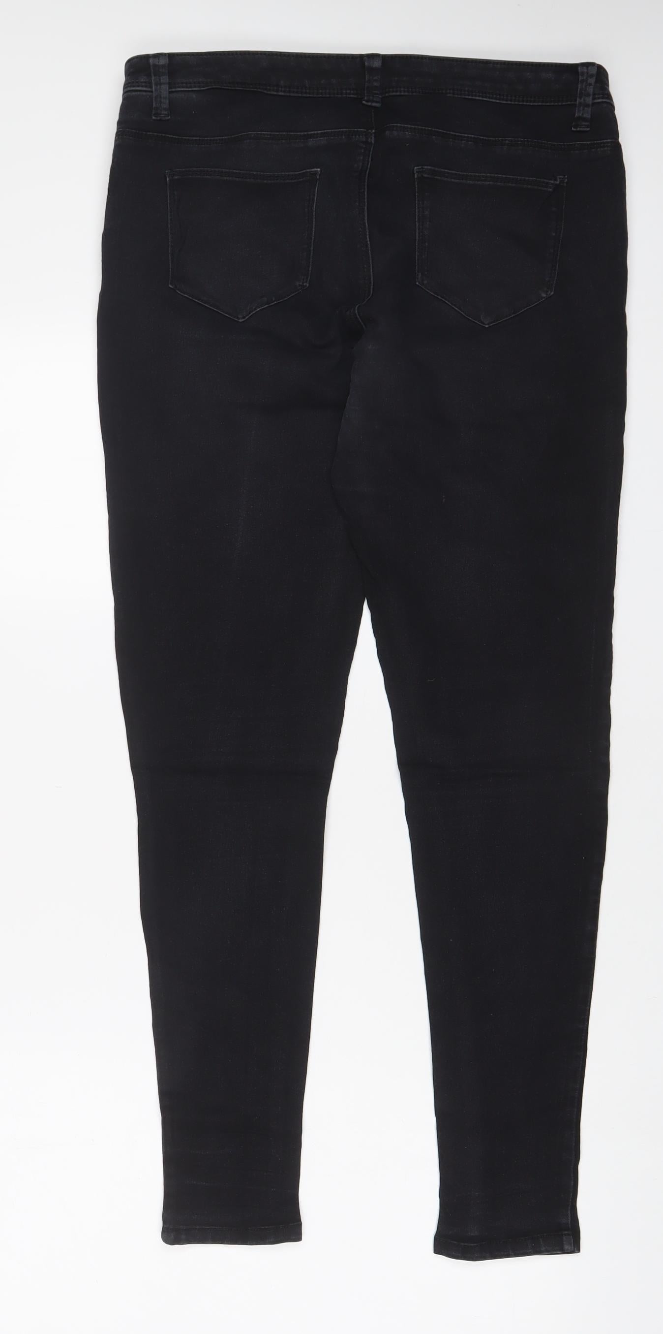 Denim & Co. Womens Black Cotton Skinny Jeans Size 14 L31 in Regular Zip