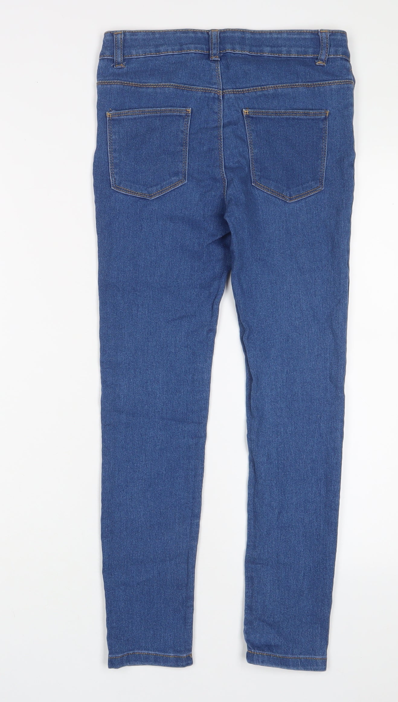 Denim & Co. Girls Blue Cotton Skinny Jeans Size 10-11 Years L25 in Regular Zip