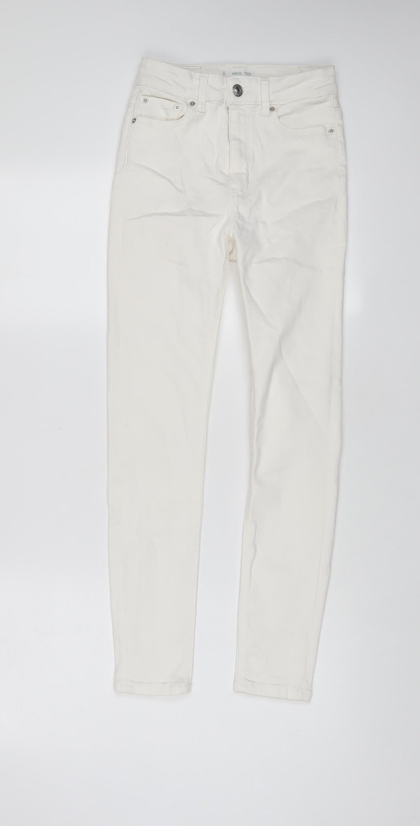 Mango Womens White Cotton Skinny Jeans Size S L26 in Regular Zip