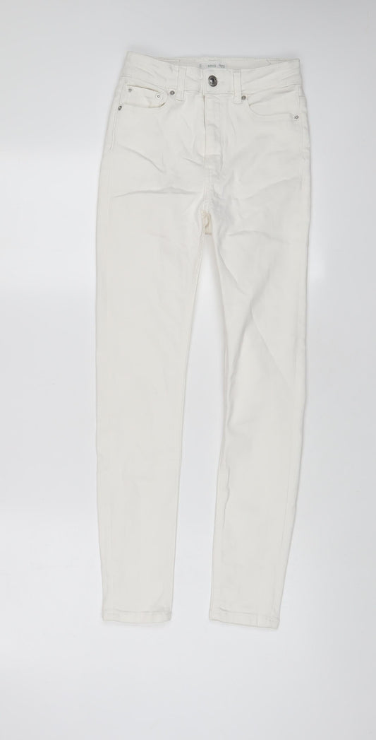 Mango Womens White Cotton Skinny Jeans Size S L26 in Regular Zip