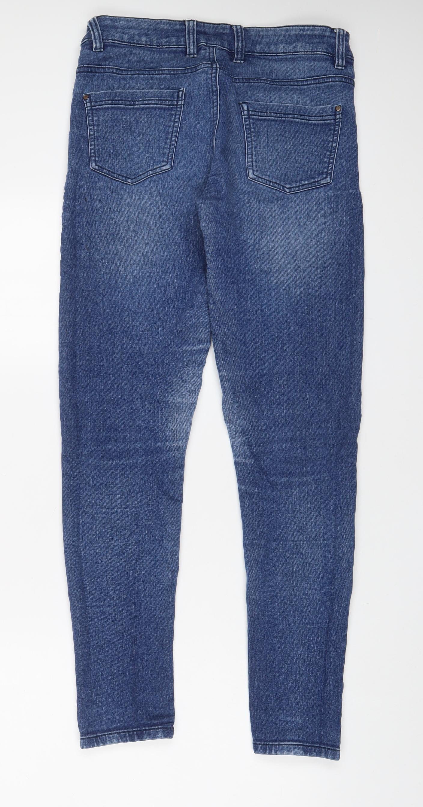 Samara Womens Blue Cotton Straight Jeans Size 10 L30 in Slim Zip