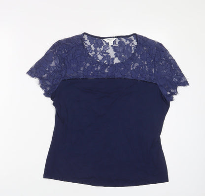 Womens UK Size M Pieces Blue Basic T-Shirt