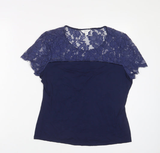 Womens UK Size M Pieces Blue Basic T-Shirt