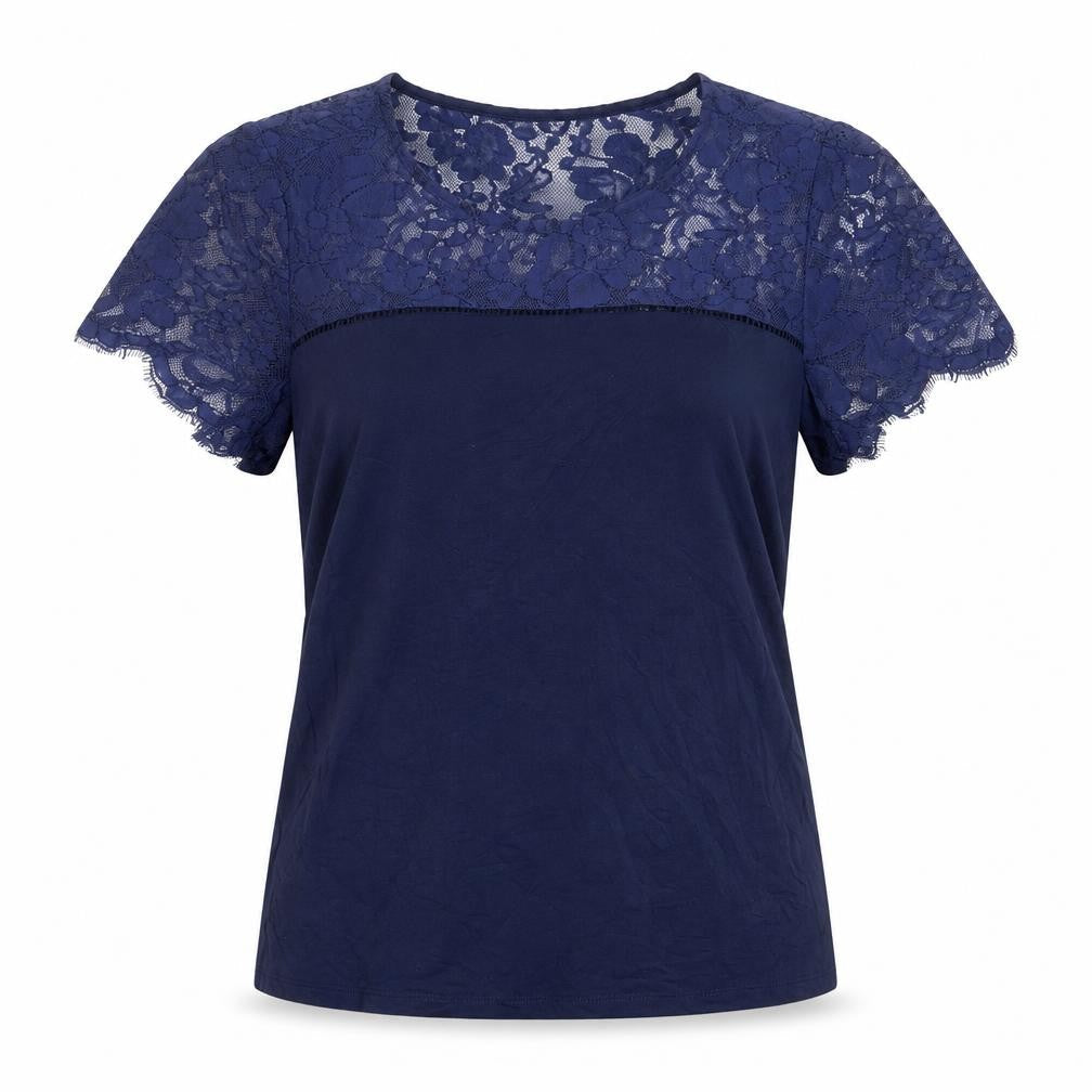 Womens UK Size M Pieces Blue Basic T-Shirt