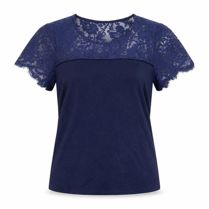 Womens UK Size M Pieces Blue Basic T-Shirt