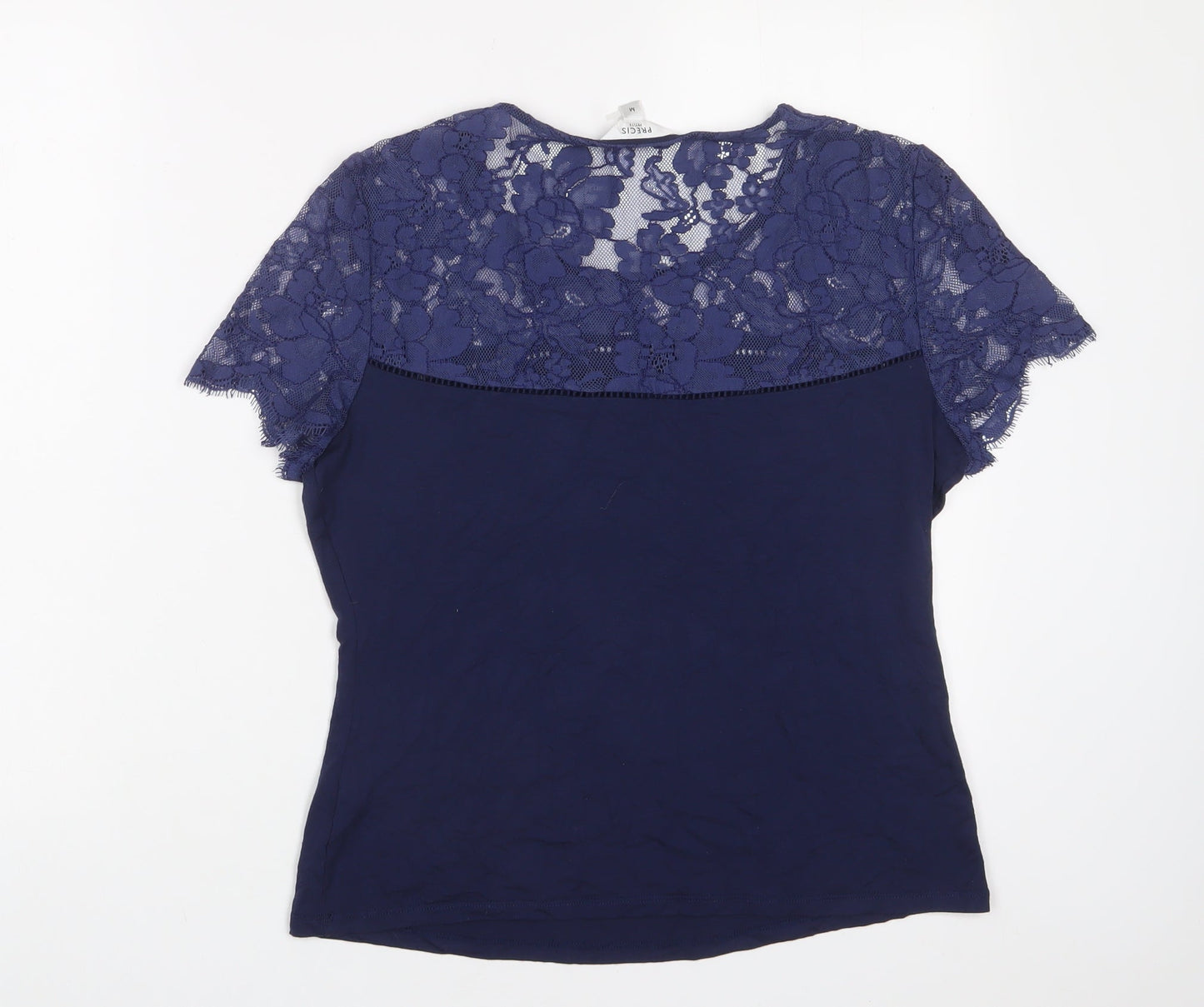 Womens UK Size M Pieces Blue Basic T-Shirt