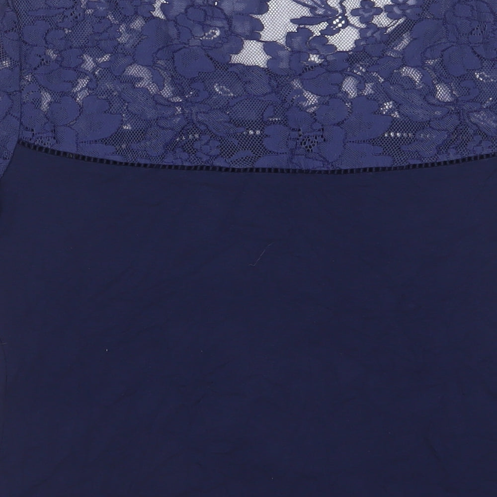 Womens UK Size M Pieces Blue Basic T-Shirt