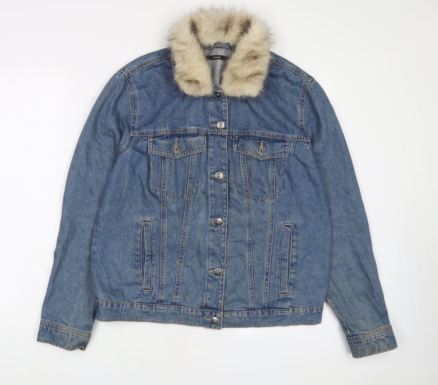 George Womens Blue Jacket Size 14 Button - Pockets