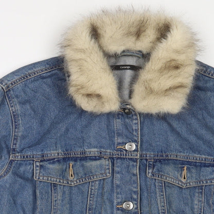 George Womens Blue Jacket Size 14 Button - Pockets