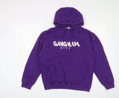 Gangnam Style Womens Purple Cotton Pullover Hoodie Size M Pullover