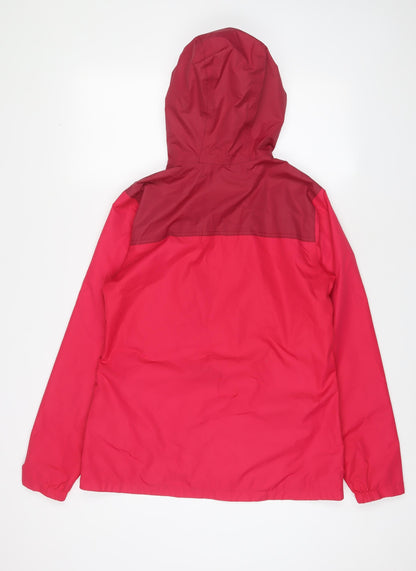 DECATHLON Womens Pink Rain Coat Coat Size S Zip - Zip Pockets