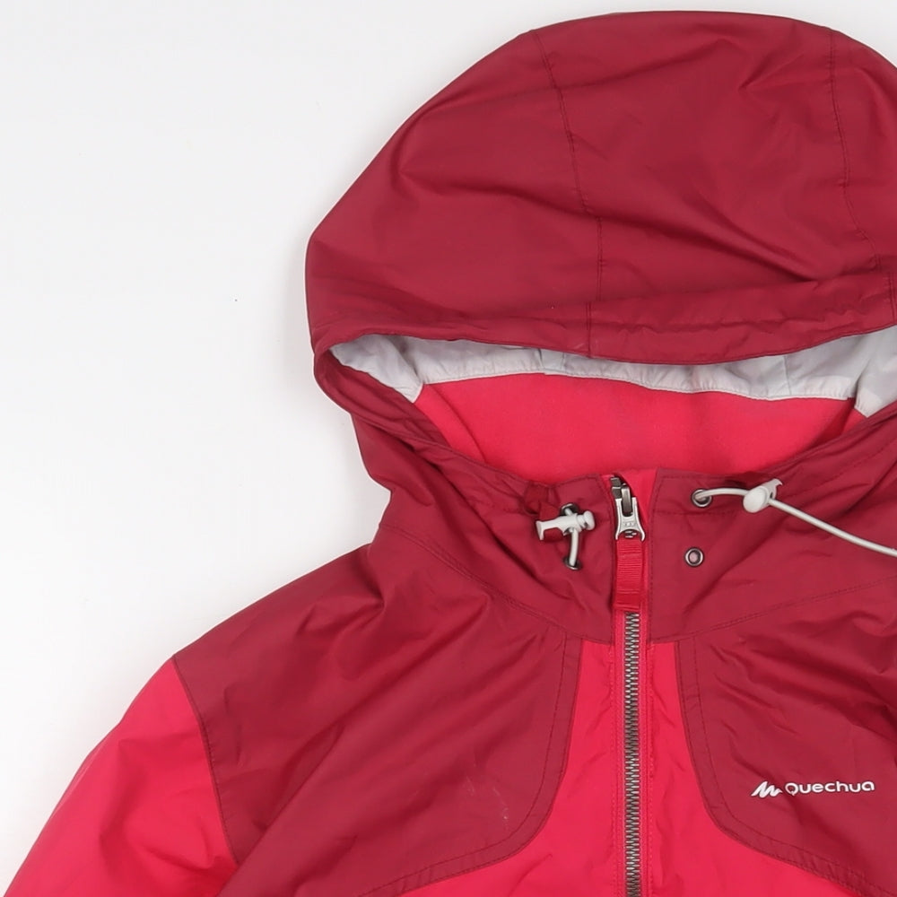 DECATHLON Womens Pink Rain Coat Coat Size S Zip - Zip Pockets