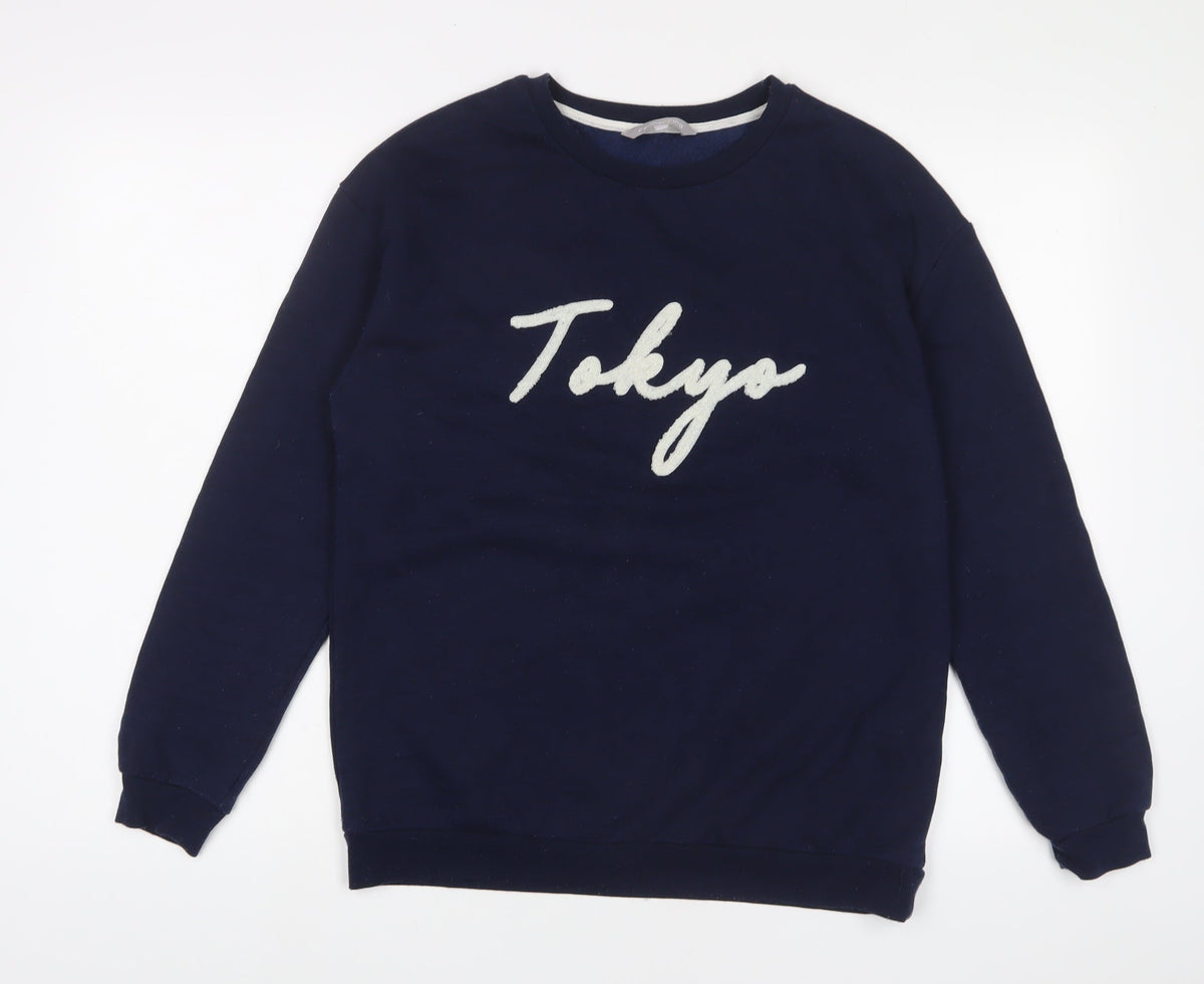 Additional front view of Red Herring women’s blue cotton pullover sweatshirt, size UK 12, pullover - tokyo