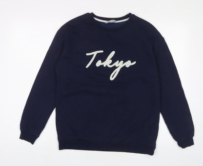 Additional front view of Red Herring women’s blue cotton pullover sweatshirt, size UK 12, pullover - tokyo