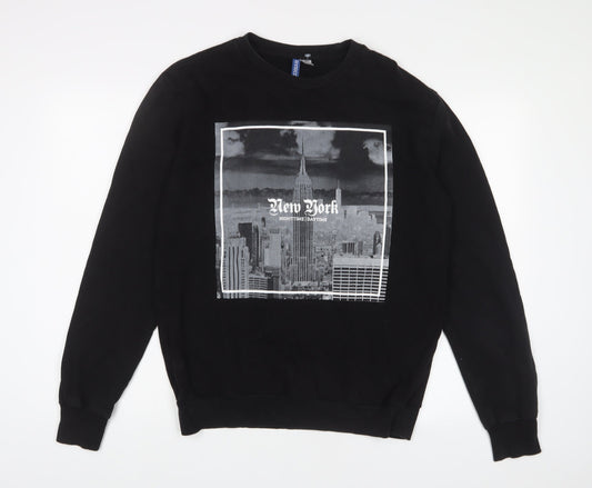 Mens UK Size M H&M Black Pullover Sweatshirt