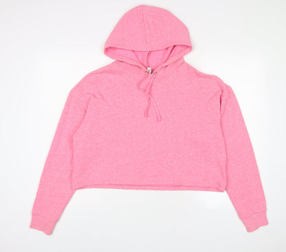 H&M Womens Pink Polyester Pullover Hoodie Size L Pullover
