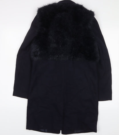 Topshop Womens Blue Overcoat Coat Size 6 Snap