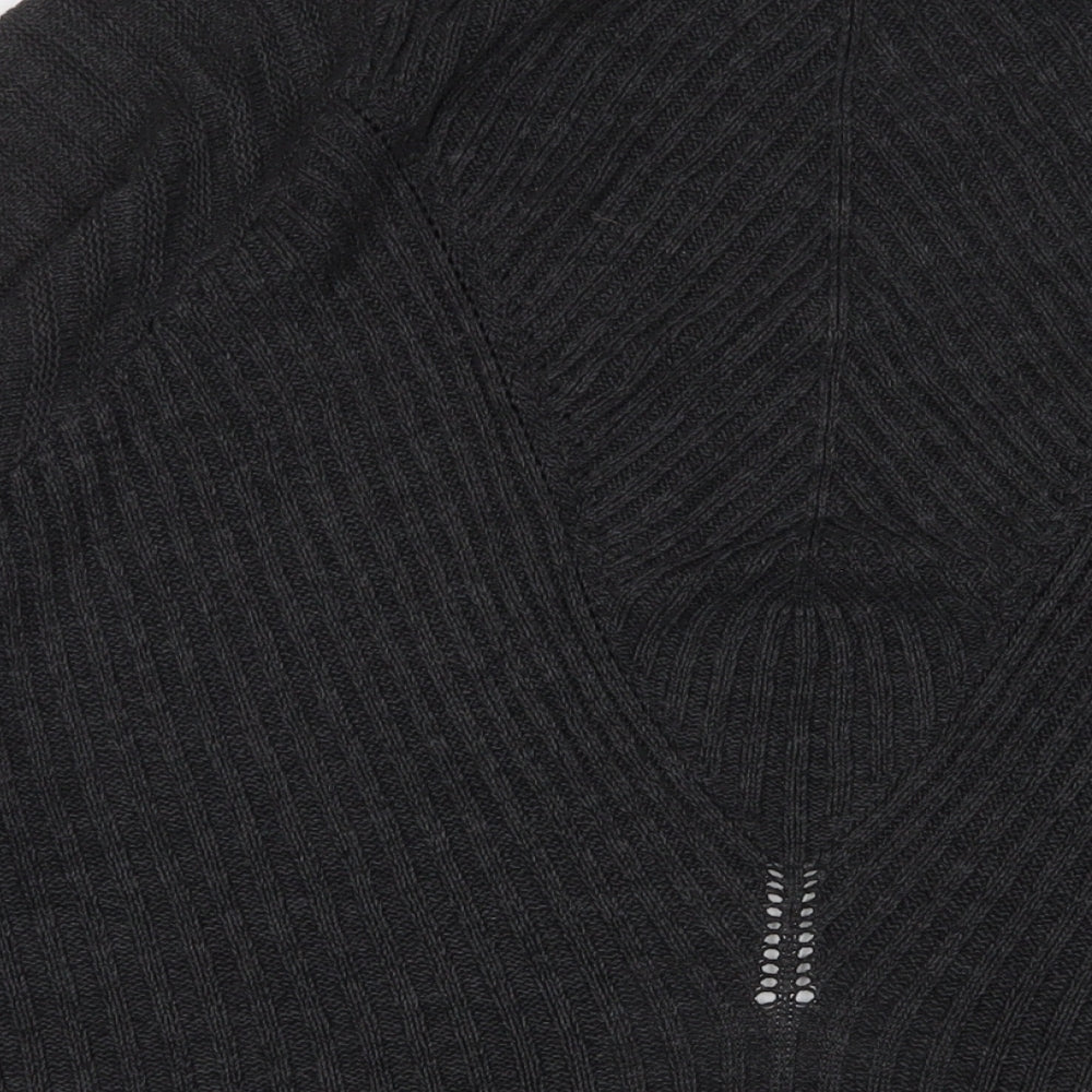 Light before dark Womens Grey V-Neck Acrylic Cardigan Jumper Size XS - Open