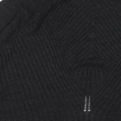 Light before dark Womens Grey V-Neck Acrylic Cardigan Jumper Size XS - Open