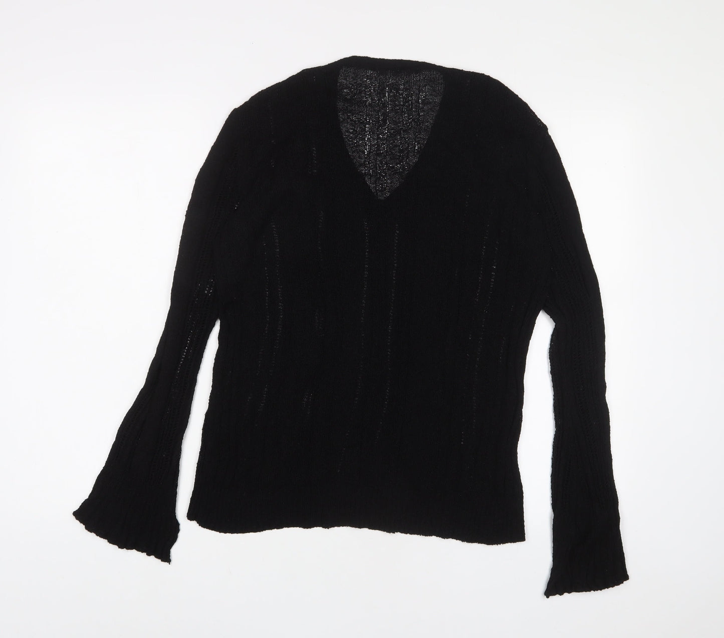 Mango Womens Black V-Neck Acrylic Pullover Jumper Size M - Frill