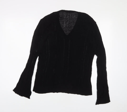 Mango Womens Black V-Neck Acrylic Pullover Jumper Size M - Frill