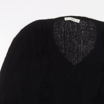 Mango Womens Black V-Neck Acrylic Pullover Jumper Size M - Frill