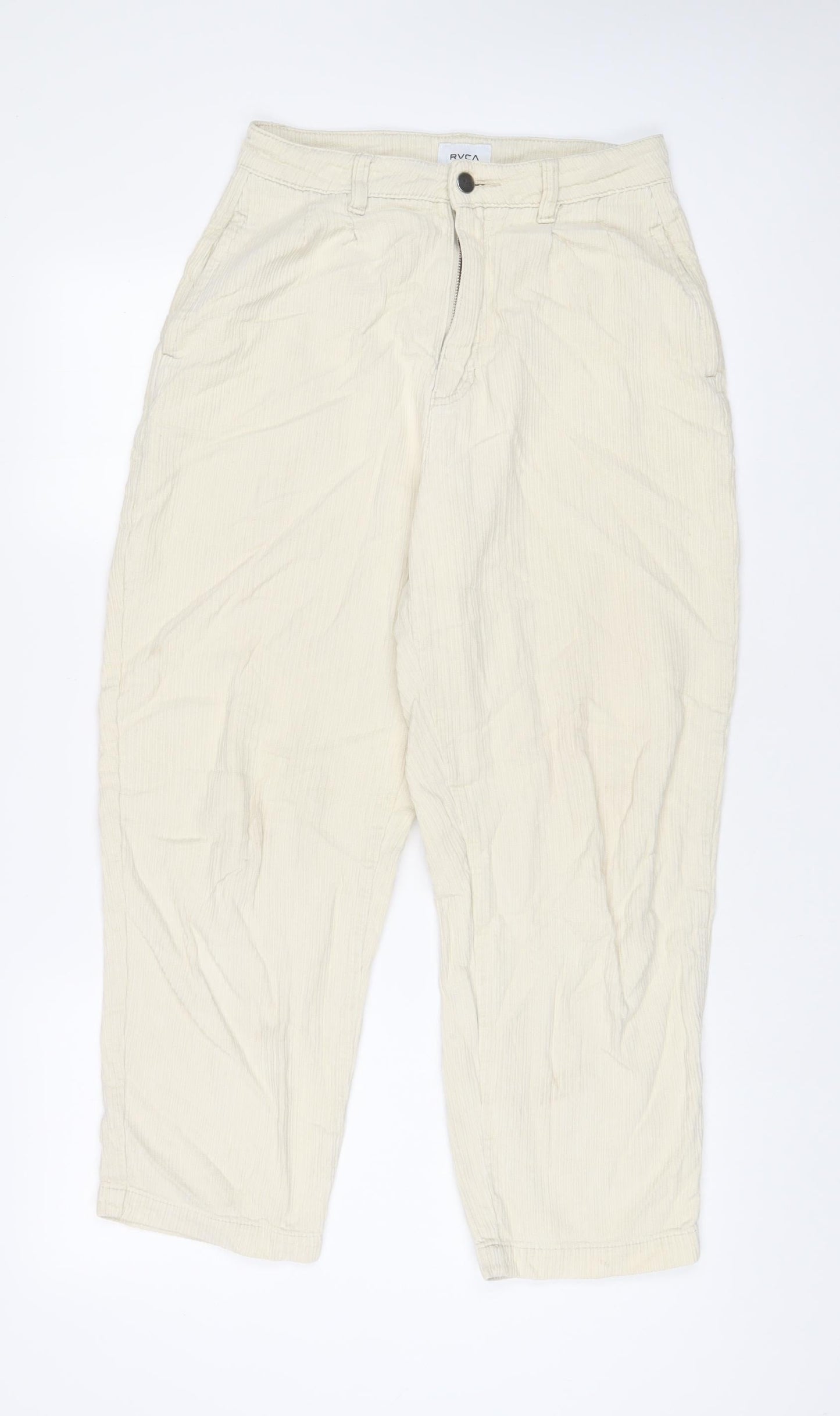 RVCA Womens Beige Cotton Trousers Size 26 in L25 in Regular Zip