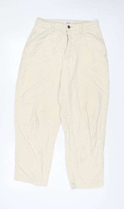 RVCA Womens Beige Cotton Trousers Size 26 in L25 in Regular Zip