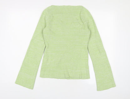 H&M Womens Green V-Neck Viscose Pullover Jumper Size M