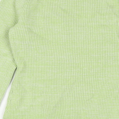 H&M Womens Green V-Neck Viscose Pullover Jumper Size M