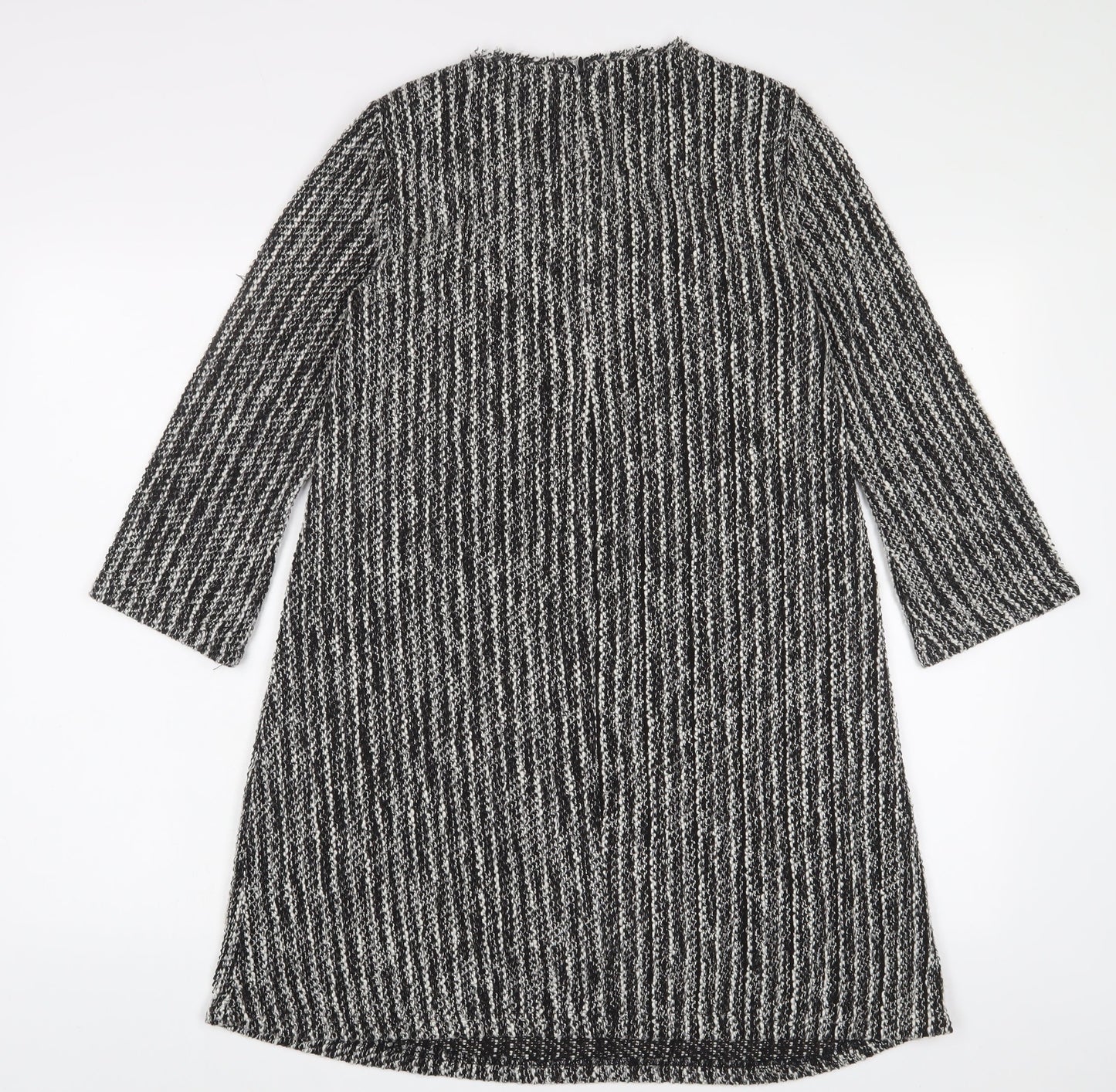 Mango Womens Grey Polyester Jumper Dress Size S Crew Neck Zip
