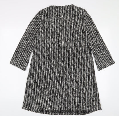 Mango Womens Grey Polyester Jumper Dress Size S Crew Neck Zip