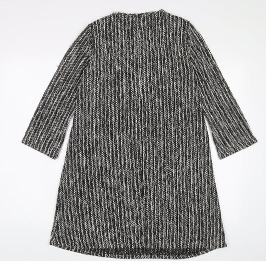 Mango Womens Grey Polyester Jumper Dress Size S Crew Neck Zip