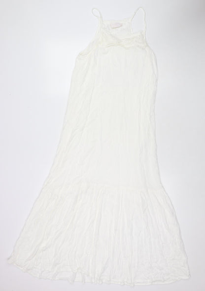 Kaffe Womens White Viscose Maxi Size 12 Square Neck Pullover