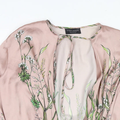 Zara Womens Beige Floral Polyester Playsuit One-Piece Size S Pullover