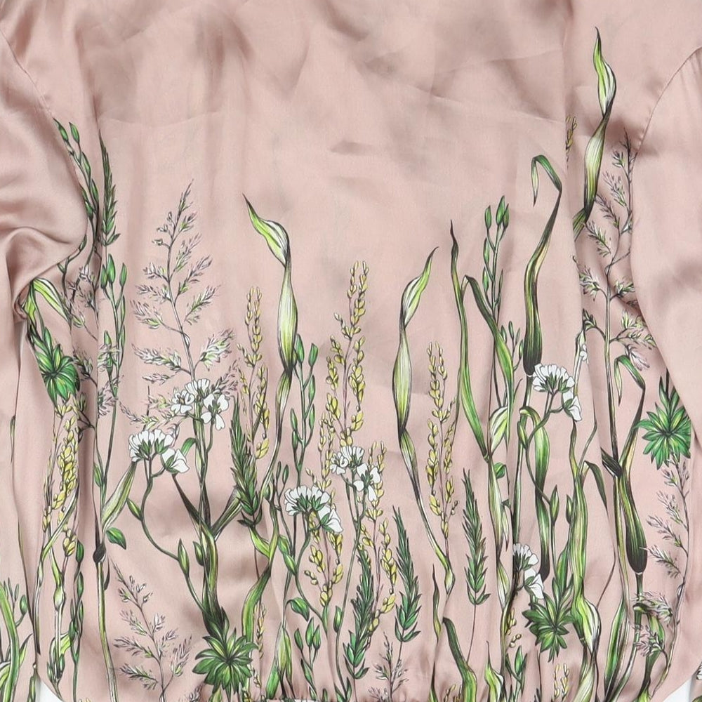 Zara Womens Beige Floral Polyester Playsuit One-Piece Size S Pullover