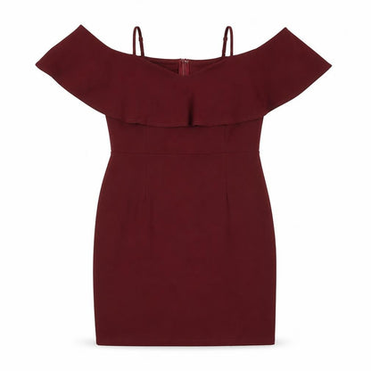 PARISIAN SIGNATURE Womens Red Polyester A-Line Size 14 Off the Shoulder Zip