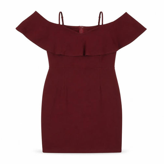 PARISIAN SIGNATURE Womens Red Polyester A-Line Size 14 Off the Shoulder Zip