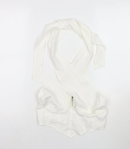 Womens UK Size 10 Missguided White Wrap Tank