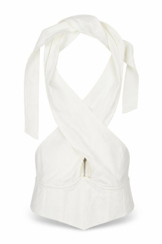 Womens UK Size 10 Missguided White Wrap Tank