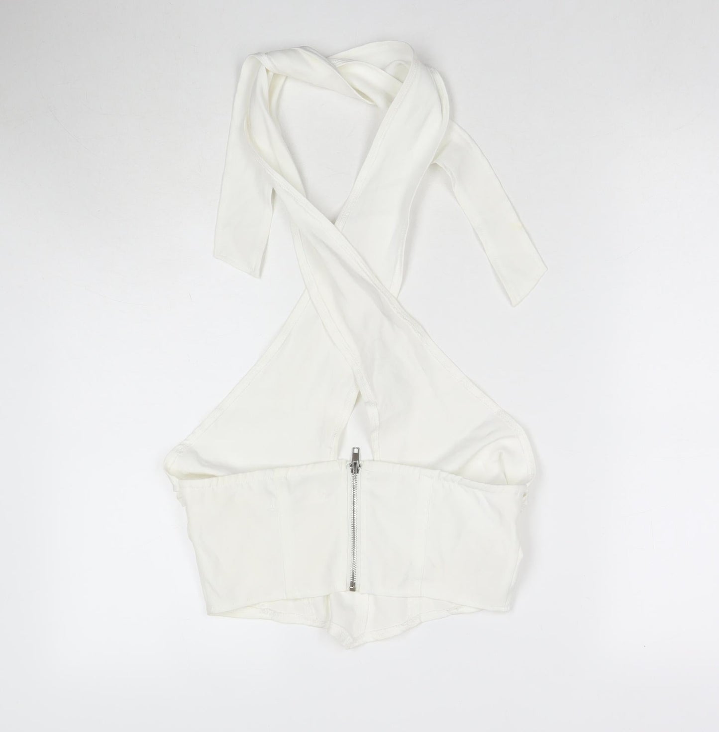 Womens UK Size 10 Missguided White Wrap Tank