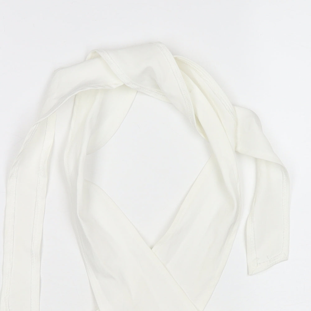 Womens UK Size 10 Missguided White Wrap Tank