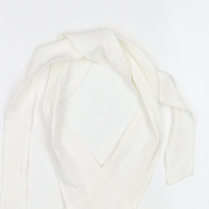 Womens UK Size 10 Missguided White Wrap Tank