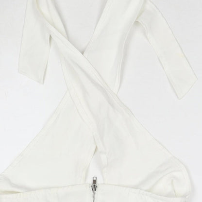 Womens UK Size 10 Missguided White Wrap Tank
